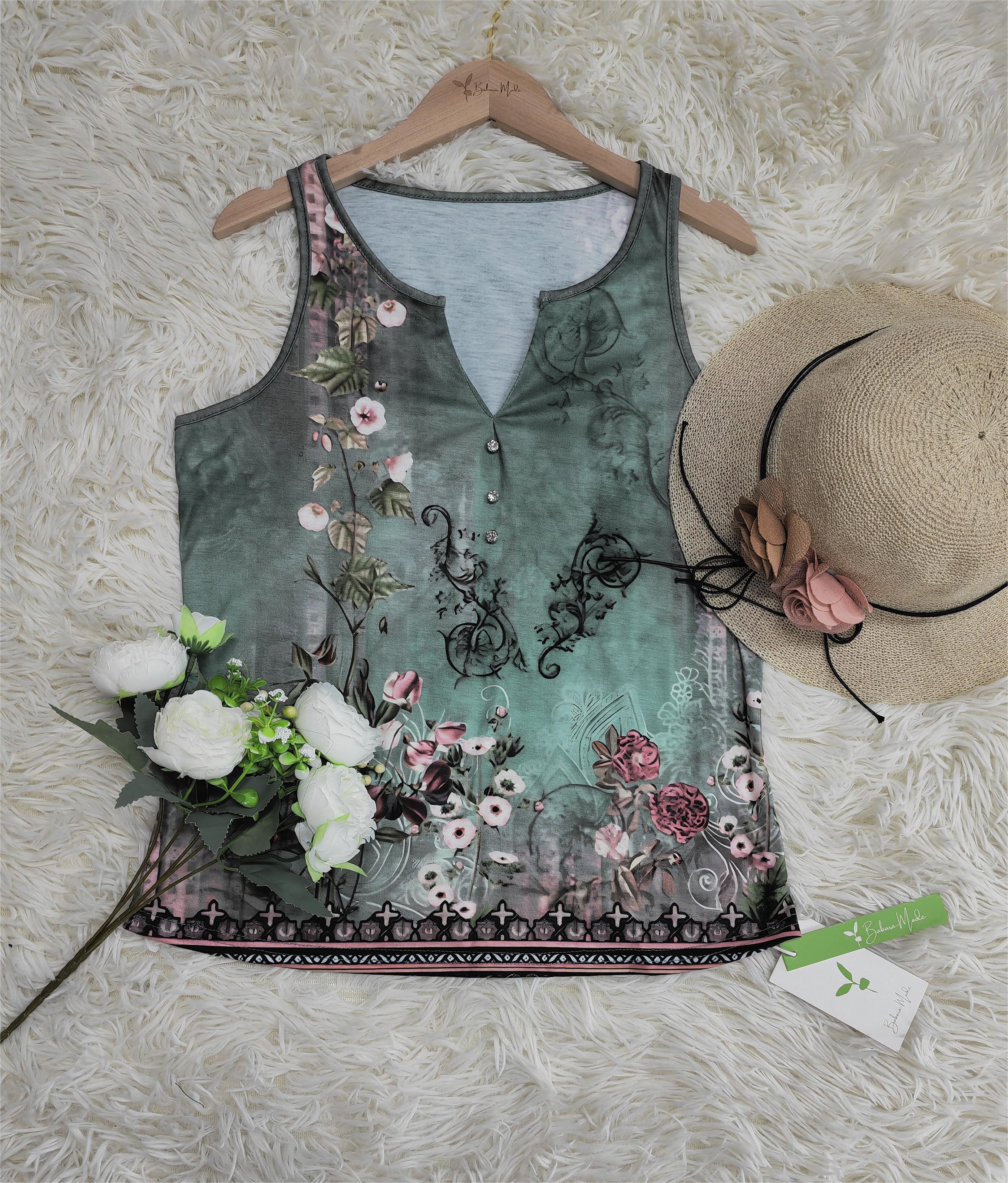 Watercolor Floral Sleeveless Blouse