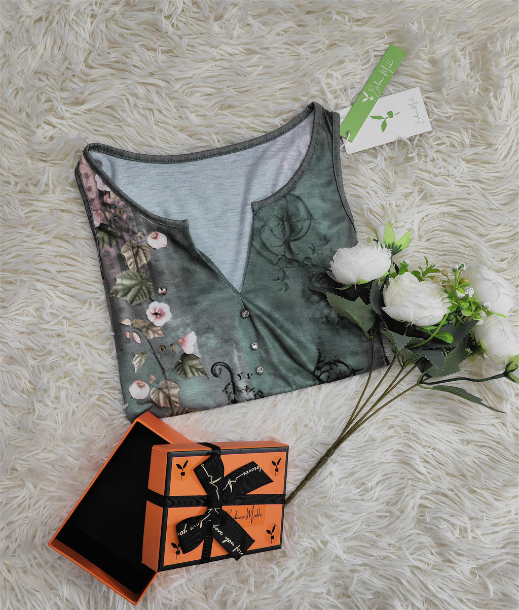 Watercolor Floral Sleeveless Blouse