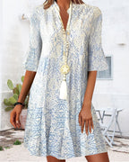 Patterned Short-Sleeve Dress