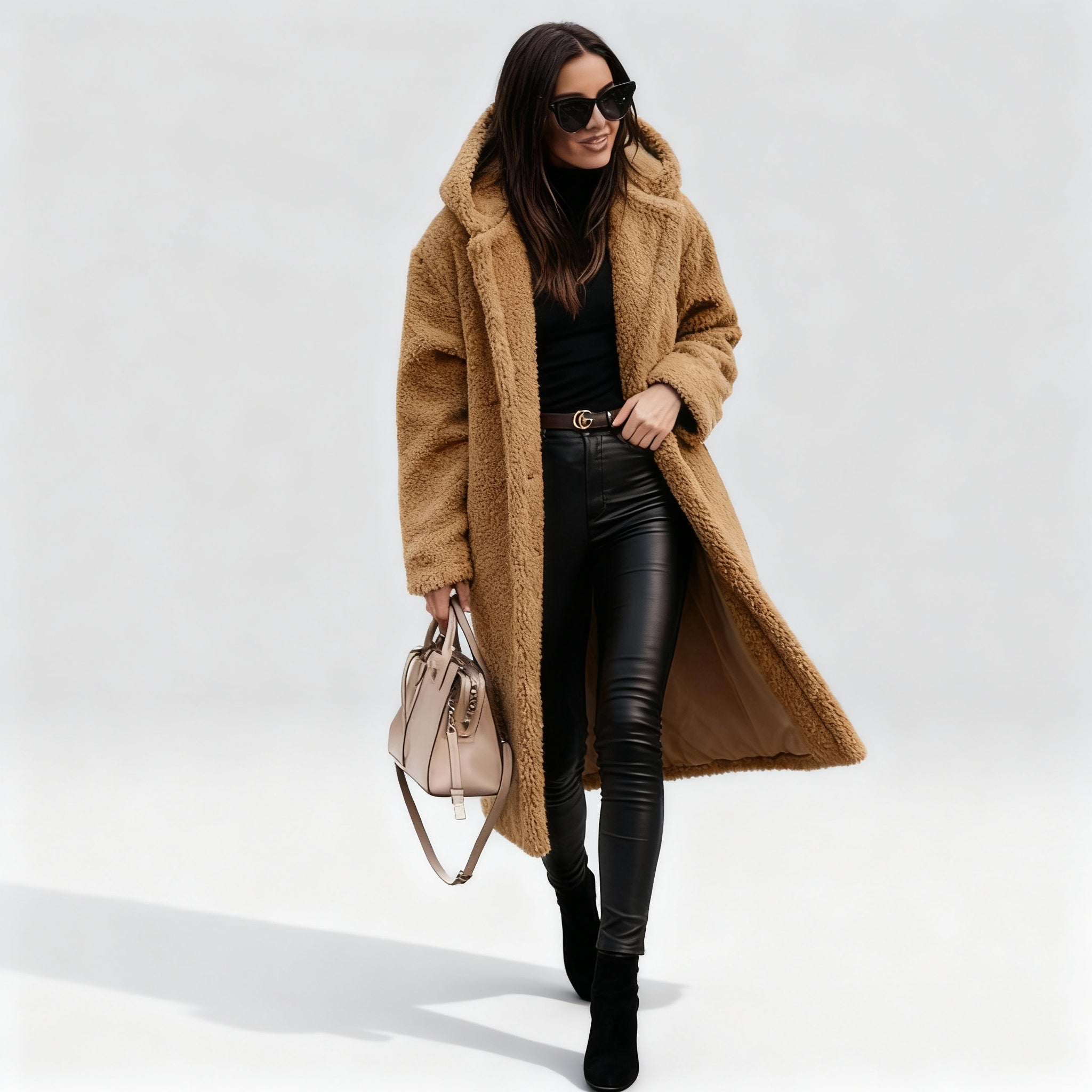 Stylish Long Plush Fleece Coat for Women