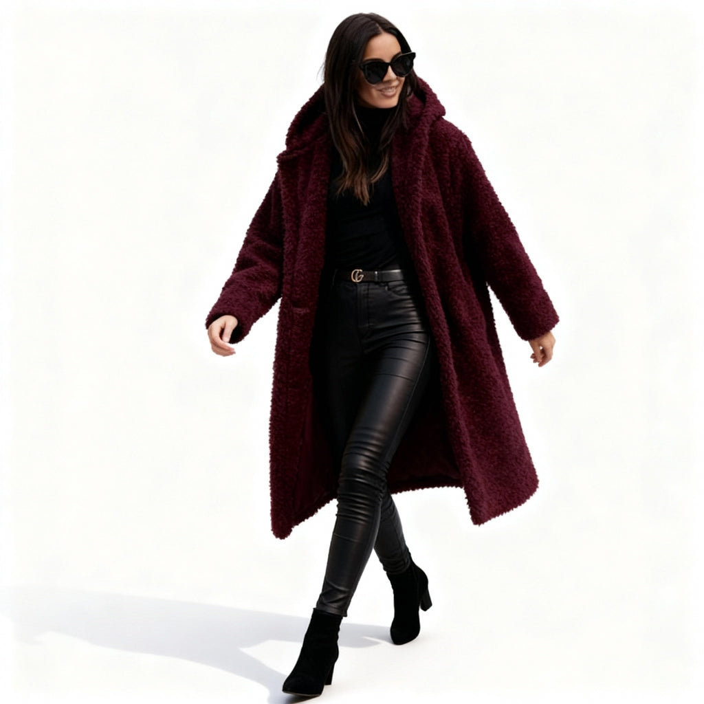 Stylish Long Plush Fleece Coat for Women