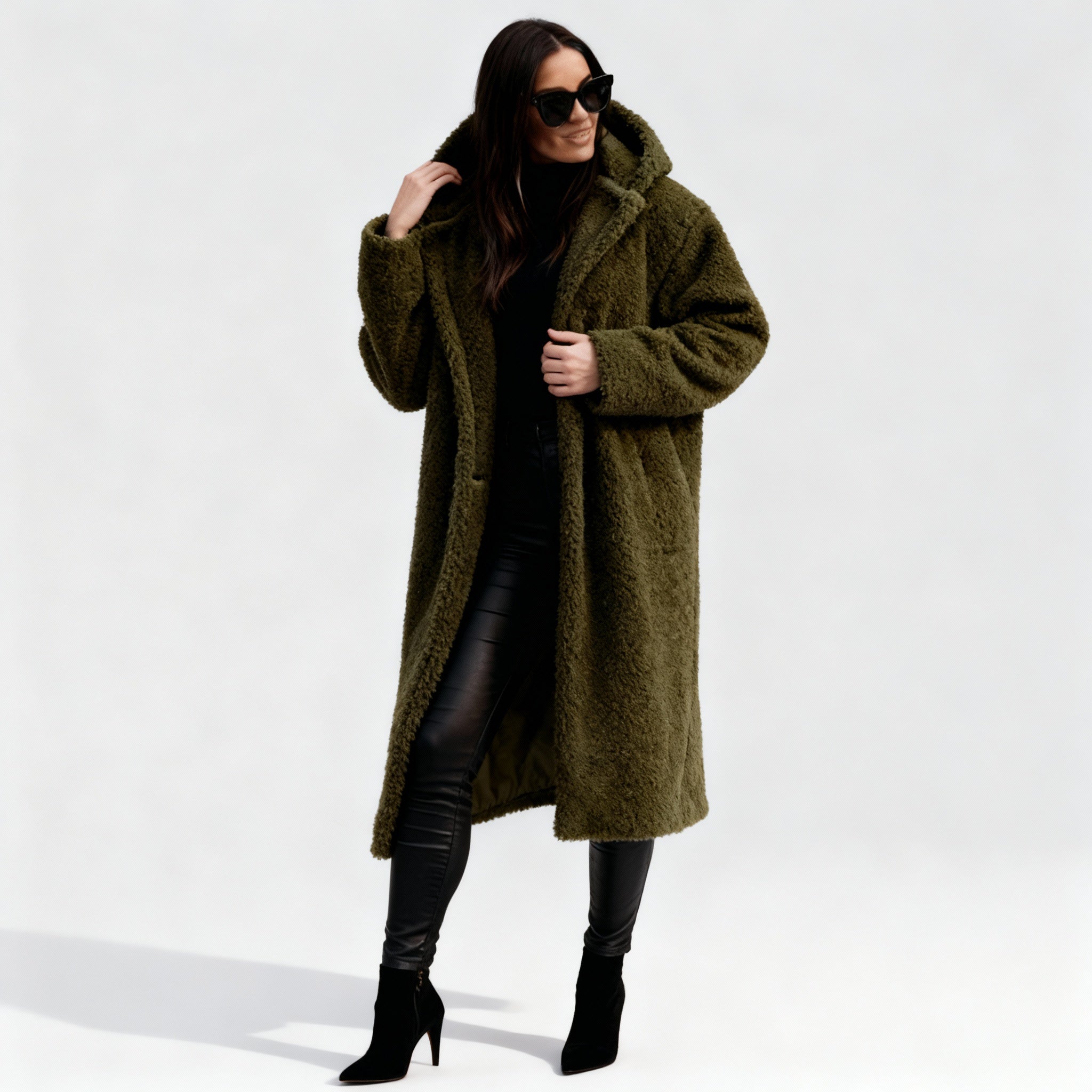Stylish Long Plush Fleece Coat for Women