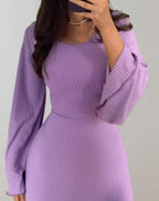 Women's Noemie Long Sleeve Bodycon Dress with Round Neckline