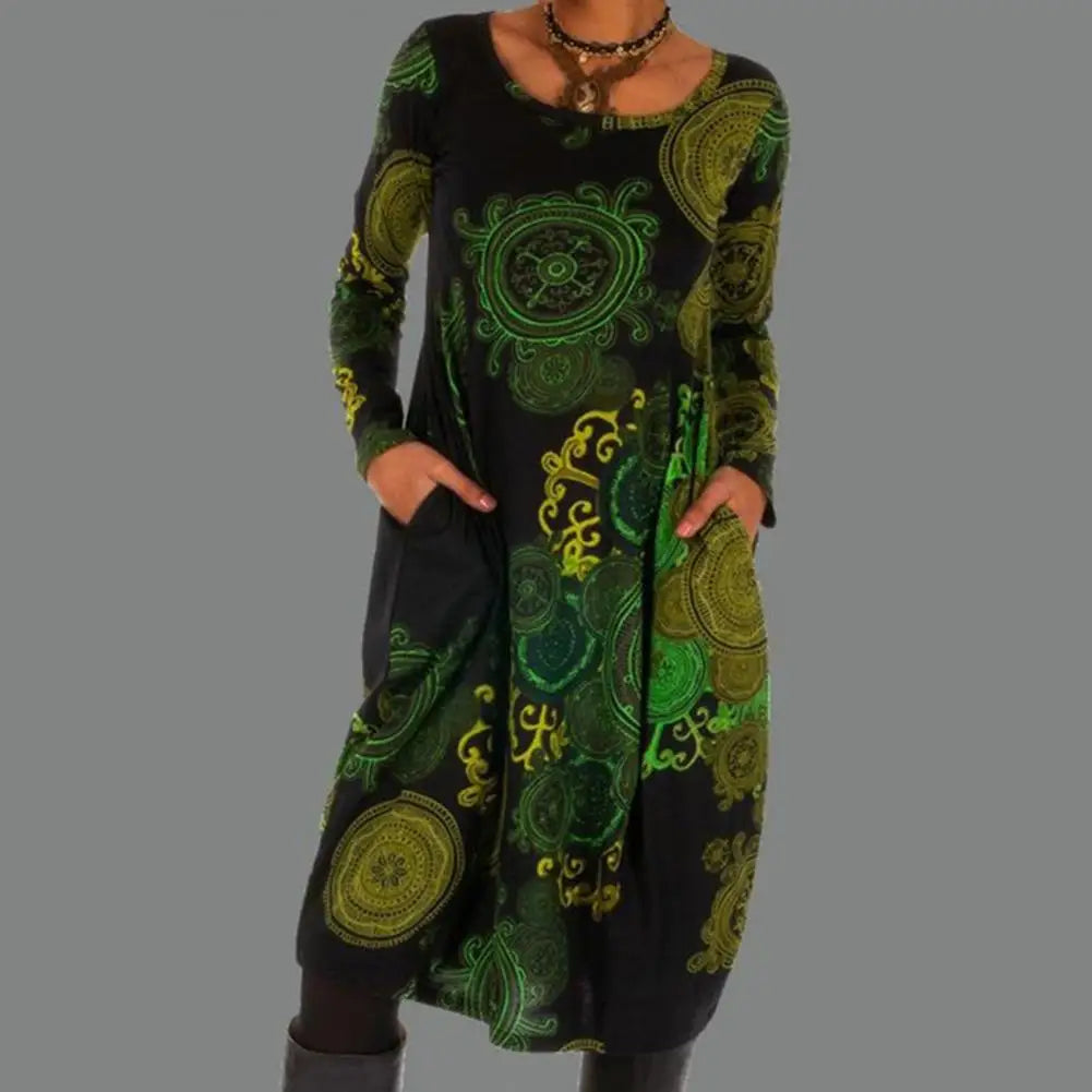 Bohemian Style Women's Round Neck Dress